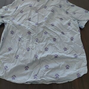Men's Small PBR Pabst Blue Ribbon Beer Cotton Button Up Short Sleeve Shirt Sz L